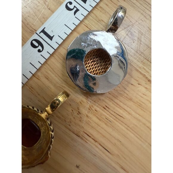 Lot Of 3 Vintage Two-Tone Enhancer Pendants, Retro, Y2K, Glam, Lux - Picture 5 of 11